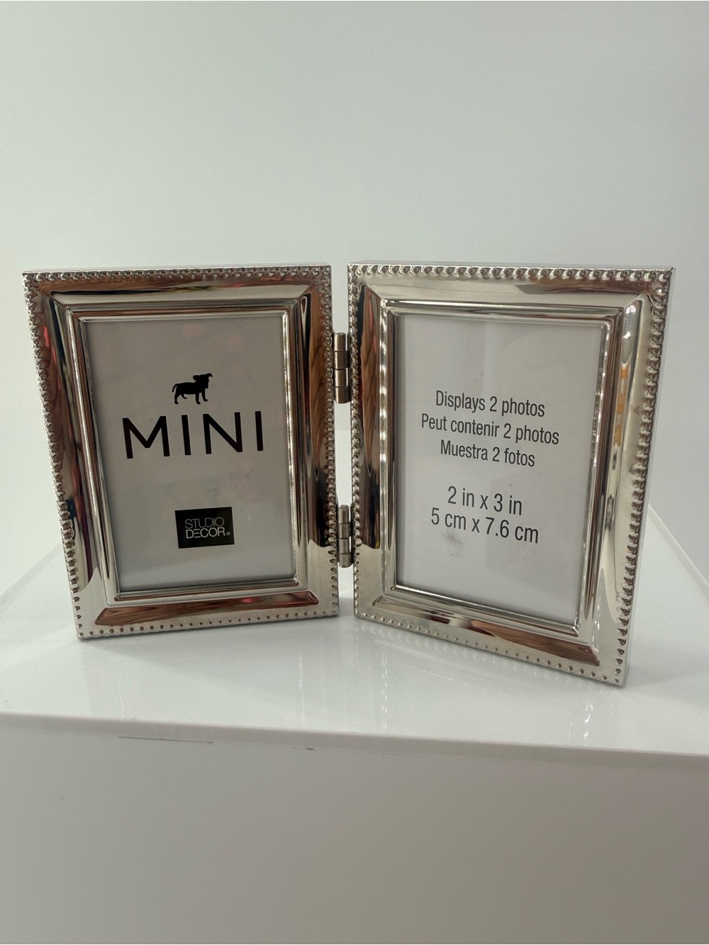 Studio Decor Silver Double Beaded Hinged Photo Frame